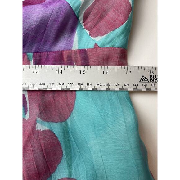 Adrianna Papell Teal and Purple Floral Midi Dress - Picture 5 of 11